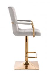 Barová židle VERONA GOLD VELUR na zlaté hranaté podstavě  - světle šedá