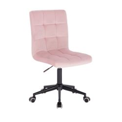 Kosmetická židle TOLEDO VELUR na černé podstavě s kolečky - růžová