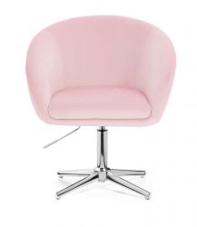 Kosmetická židle VENICE VELUR na stříbrném kříži - růžová