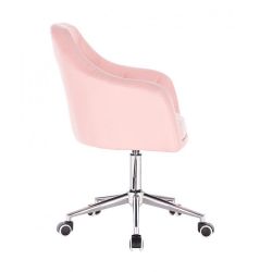 Kosmetická židle ROMA na stříbrné podstavě s kolečky - růžová