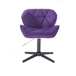 Kosmetická židle MILANO VELUR na černém kříži - fialová 