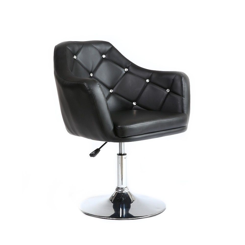 Kosmetická židle ROMA na stříbrné kulaté podstavě - černá