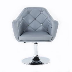 Kosmetická židle ROMA na stříbrné kulaté podstavě - šedá
