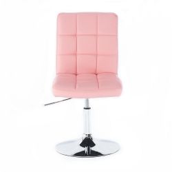 Kosmetická židle TOLEDO na stříbrné kulaté podstavě - růžová