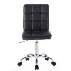 Kosmetická židle TOLEDO na stříbrné podstavě s kolečky - černá