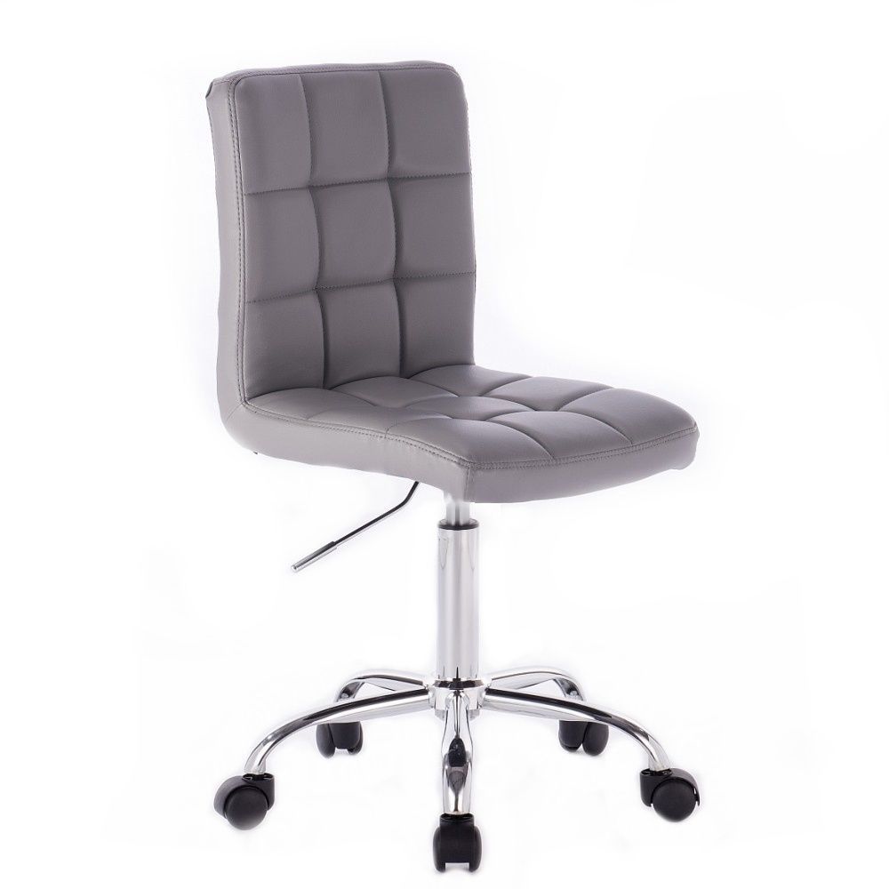 Kosmetická židle TOLEDO na stříbrné podstavě s kolečky - šedá