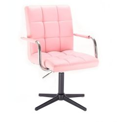 Kosmetická židle VERONA na černém kříži - růžová