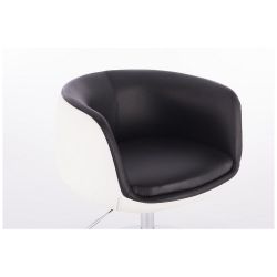 Kosmetická židle MONTANA na stříbrné kulaté podstavě - černobílá