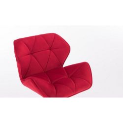 Kosmetická židle MILANO VELUR na černém talíři - červená